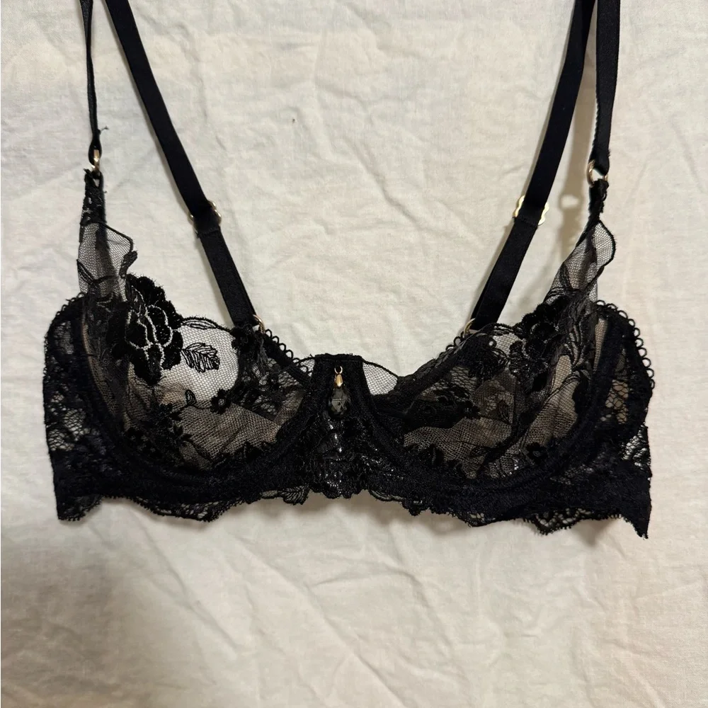 Honey Birdette Whitney Black Lingerie Set || Bra-32C, Garter Belt-Sm, Panty-Sm - Picture 5 of 15